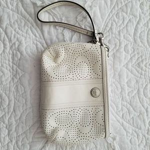Coach White Leather Mini Clutch/Wristlet